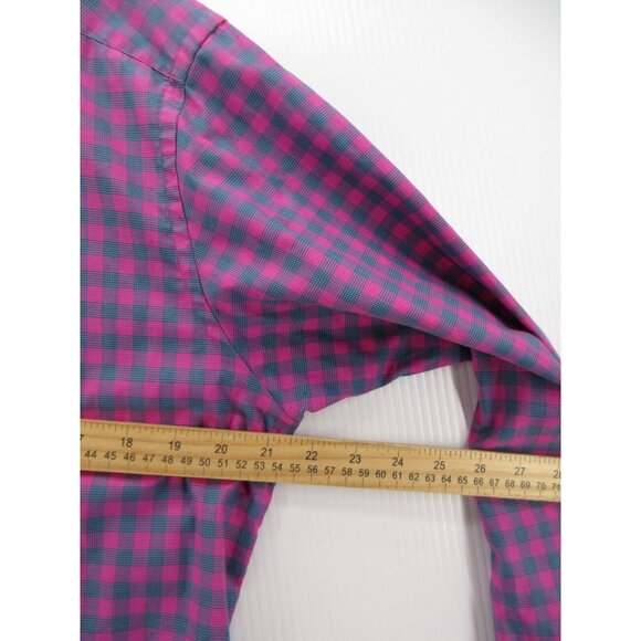 Eton Shirt 16 Pink Button Down Plaid Slim Preppy Casual Woven Large - Picture 5 of 10